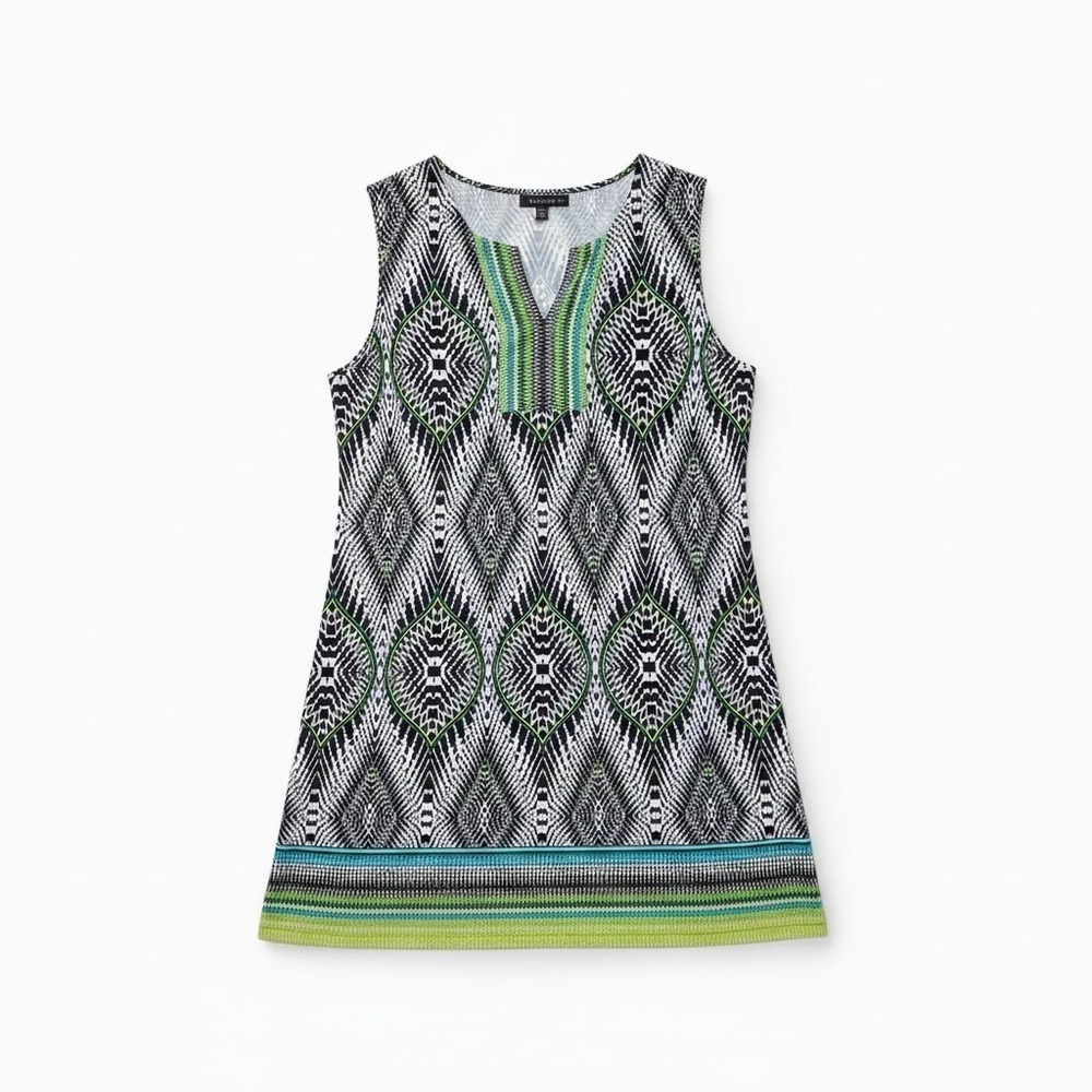 JM Collection Dress Large L Geometric Diamond Studded Shift Sleeveless